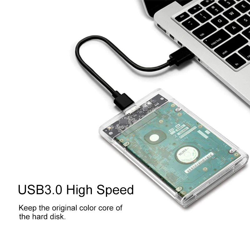 Usb 3.0 gabinete hdd transparente, 2, 5 polegadas, tipo c micro cabo, disco rígido externo, caixa sata, ssd, computador