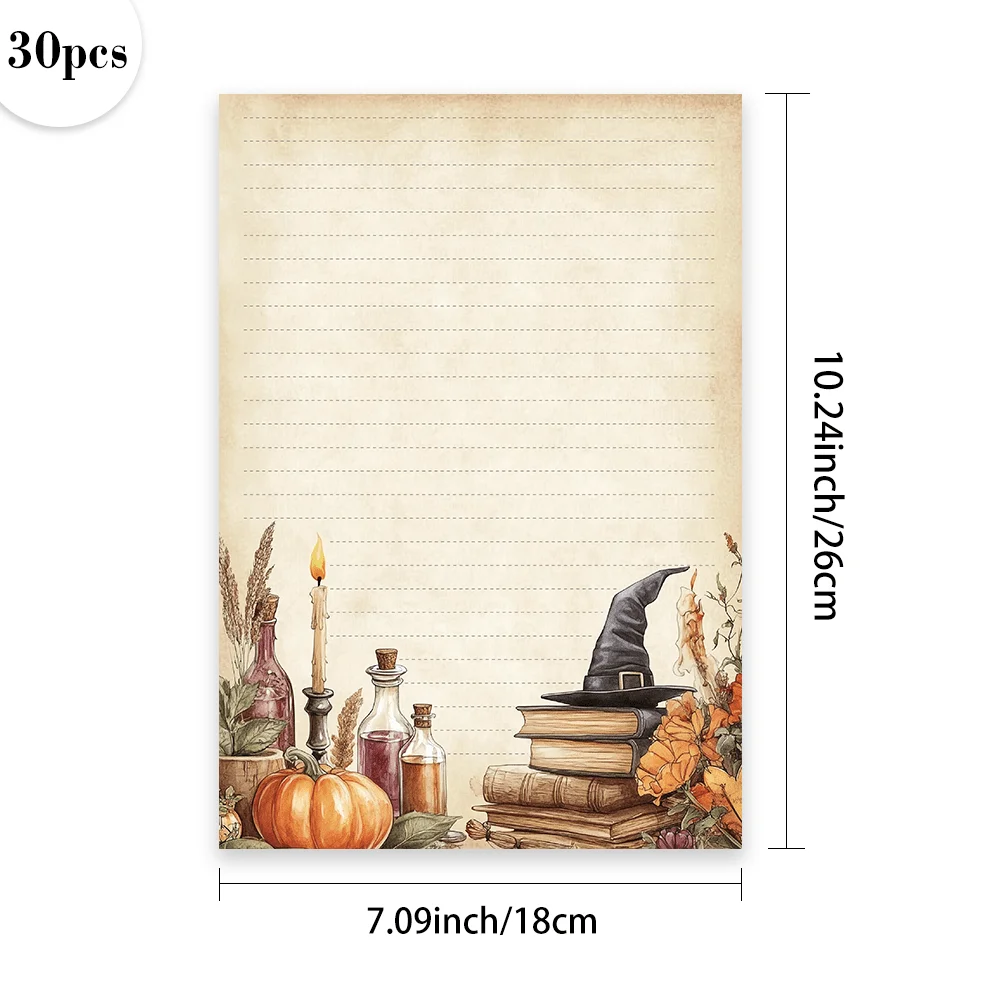 30 Sheets,B5 Watercolor Vintage Magic Book Themed Writing Paper,lined, No Glue, Very Suitable For Notebooks, Memos, And Stickers