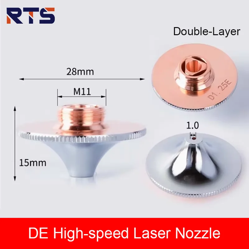 Ugello laser RTS D28 Ugelli in rame a doppio strato M11 D1.0E per HANS PENTA/WSX Testa di taglio Super Velocità ad alta potenza Oversvelocità