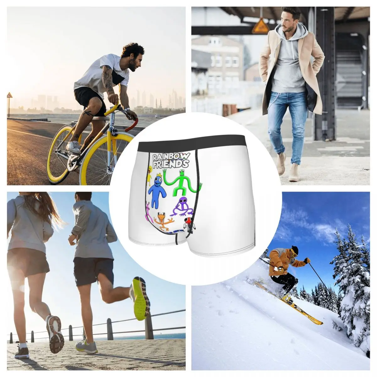 복서 팬티 반바지 레인보우 프렌즈 팬티 남성용 부드러운 속옷 옴므 남자 남자친구 선물