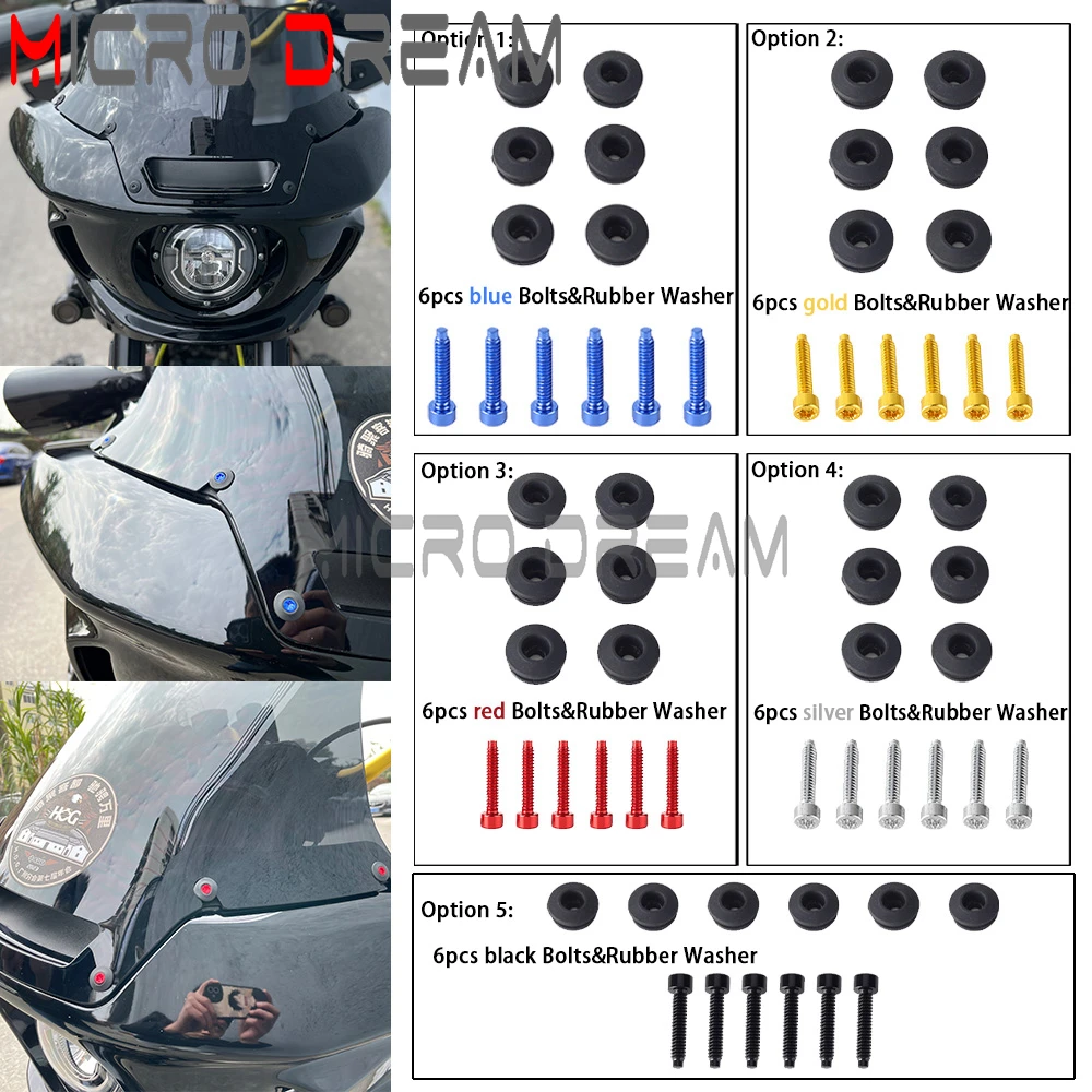 M5 Windshield Rubber Grommets Bolt Pressure Relief Cushion Accessories For Harley Softail Low Rider ST 117 FXLRST FXRST 22-24