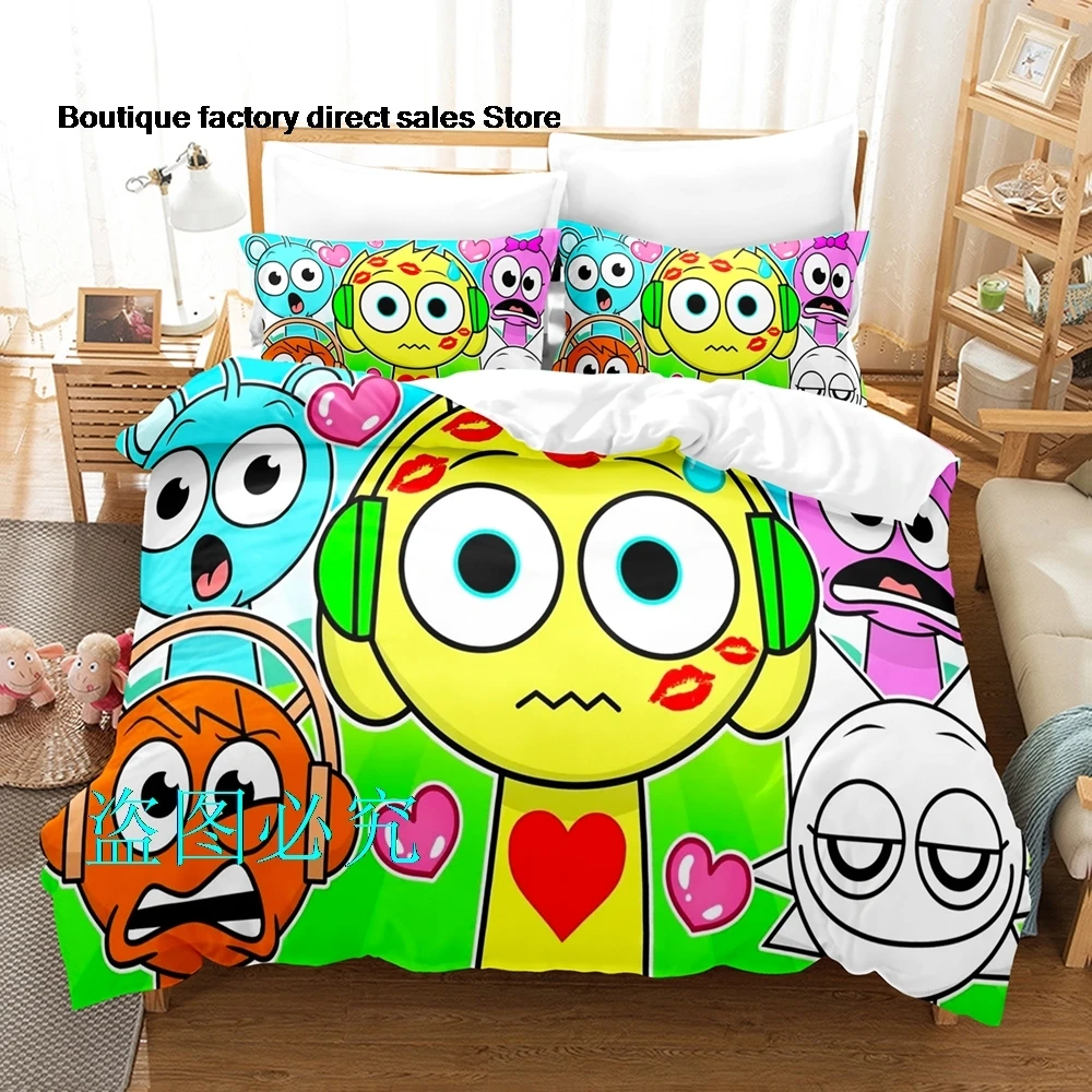 Sprunki Cartoon Bedding Set - 3D Printed Duvet Cover & Pillowcases For Kids