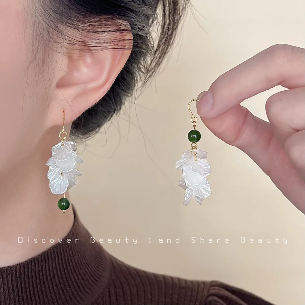 DIY accessories Super fairy temperament long fringed flower earrings French fashion light luxury zircon stud earrings high sense