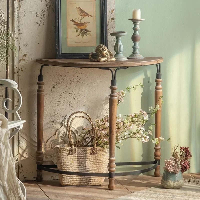 American retro style Internet celebrity homestay decoration shelf designer semi-round flower shop multi-color against the wall