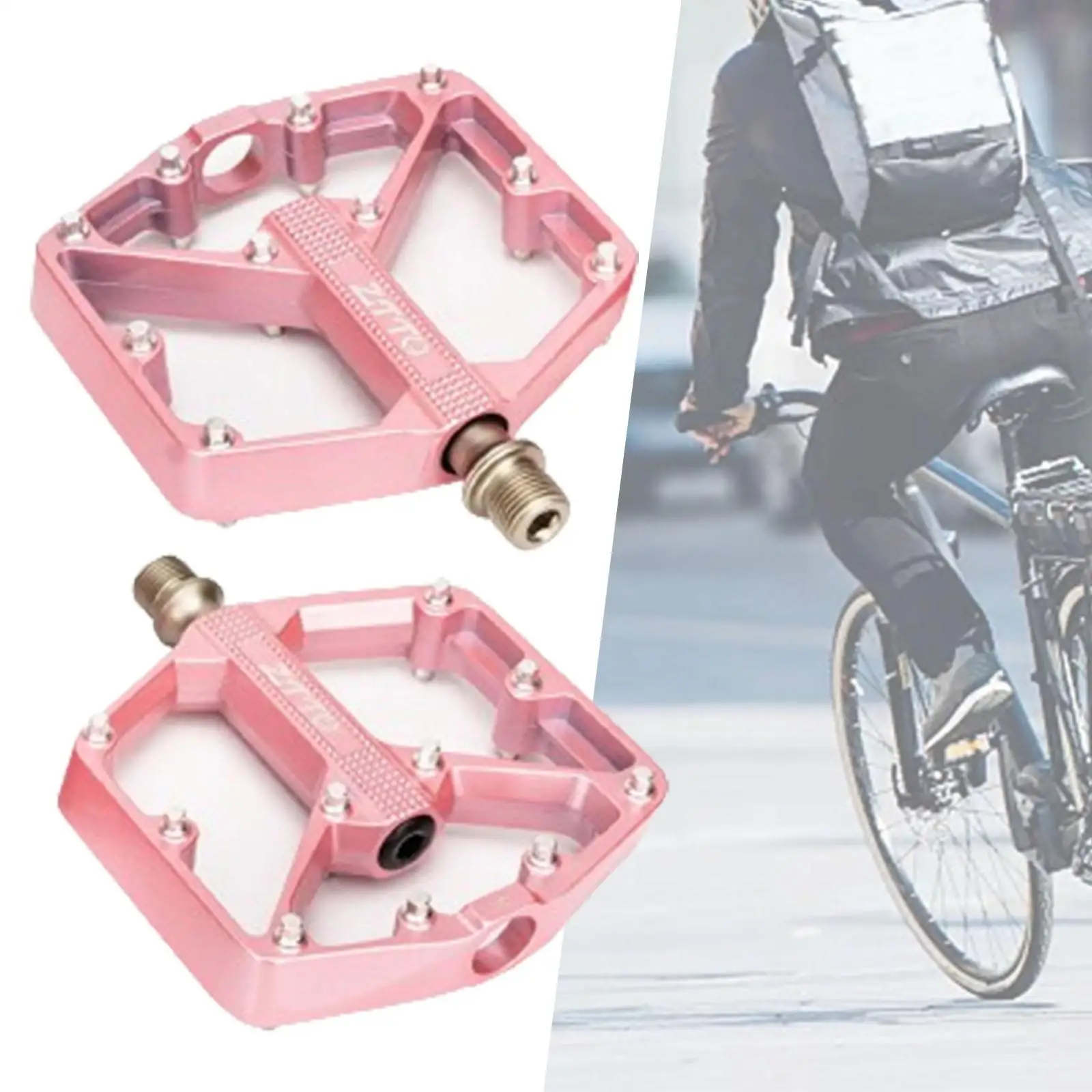 

Bike Pedals Pink Sturdy Sealed Bearing Anti Slip Cycling Pedals for Folding Bike