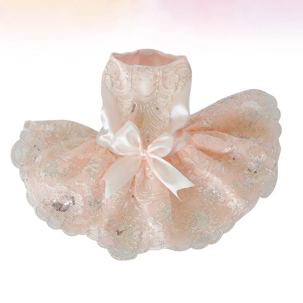 

Dog Dress Lace Pet Wedding Costume Embroidery Bow-Knot Design Comfortable Fast Drying For Special Occasion Party Carnival