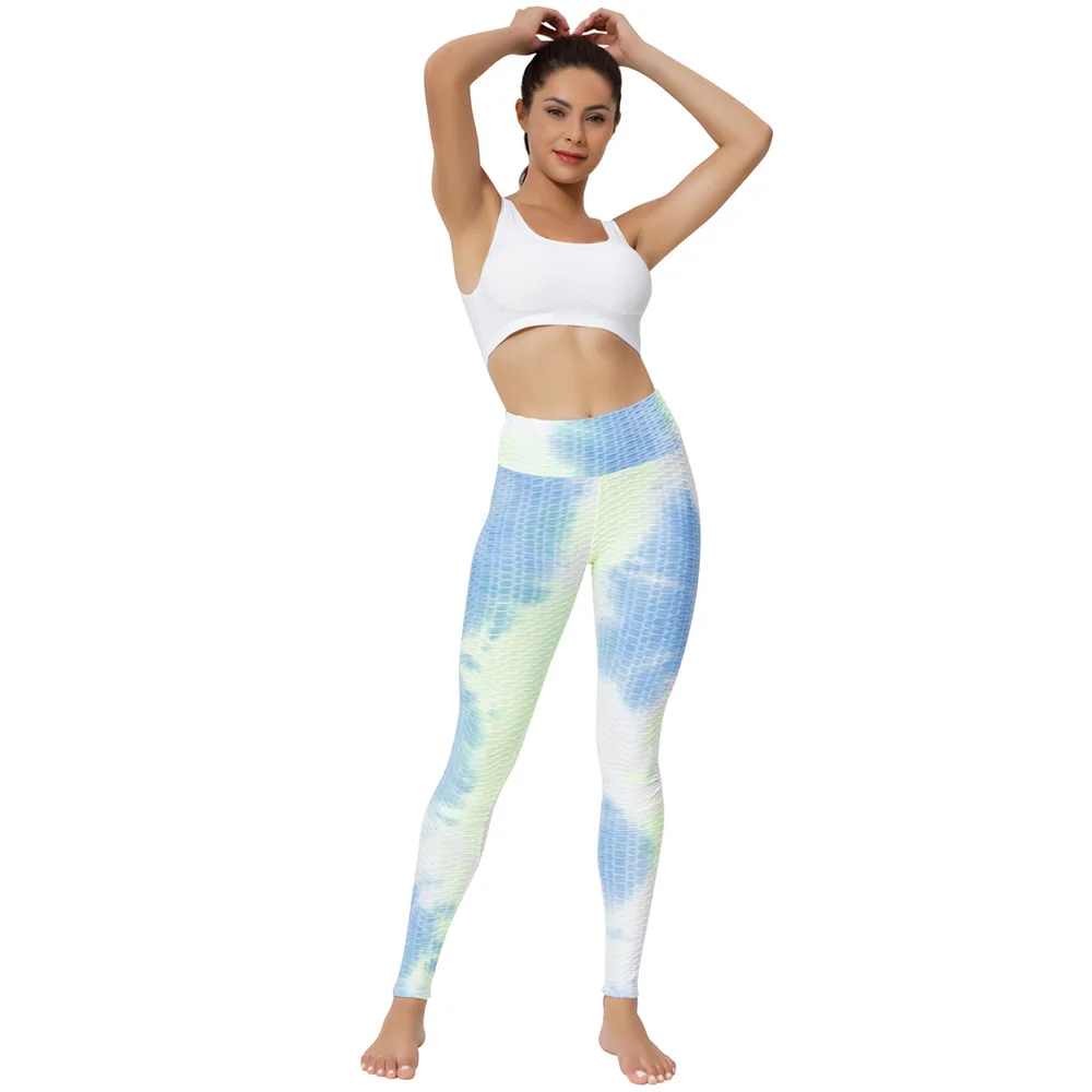 Tie Dye Scrunch Butt TIK Tok Leggings per le donne Butt Lifting Workout Yoga Pants Tummy Control collant testurizzati a vita alta