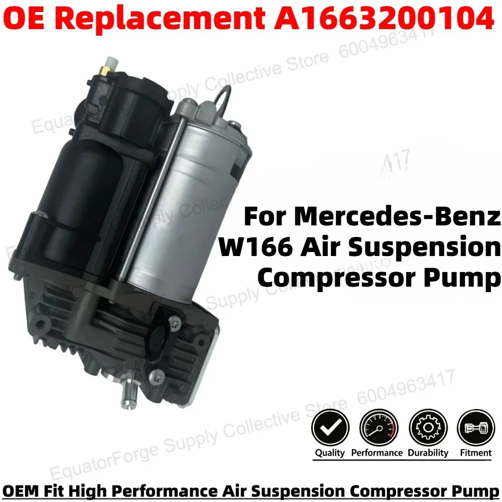 Durable Air Suspension Compressor Pump, Stable Air Ride Suspension Accessory Fit Mercedes-Benz W166, OE Code A1663200104