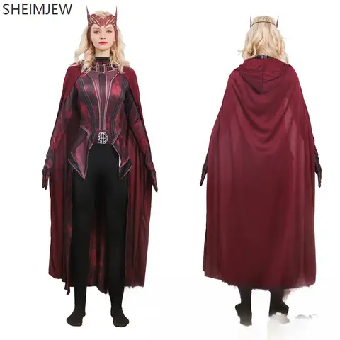 American Movie Witch Cosplay Costume Scarlet Role-playing Cloak Scarlet Wanda Tights Comic Exhibition Adult Children's Suit