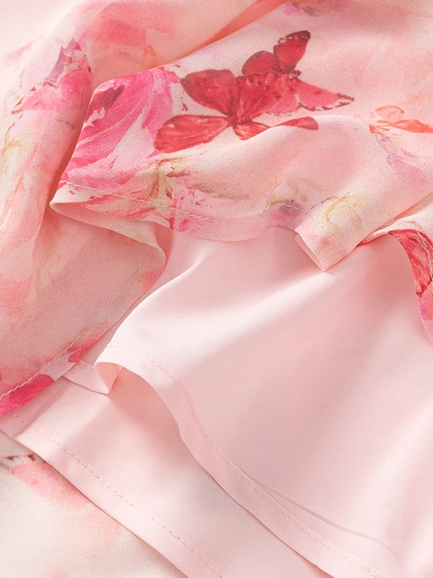 レトロ痩身プリント半袖 V ネックロングドレス女性の夏の休日のガウンハイウエスト A ラインスカートバブルスリーブドレス