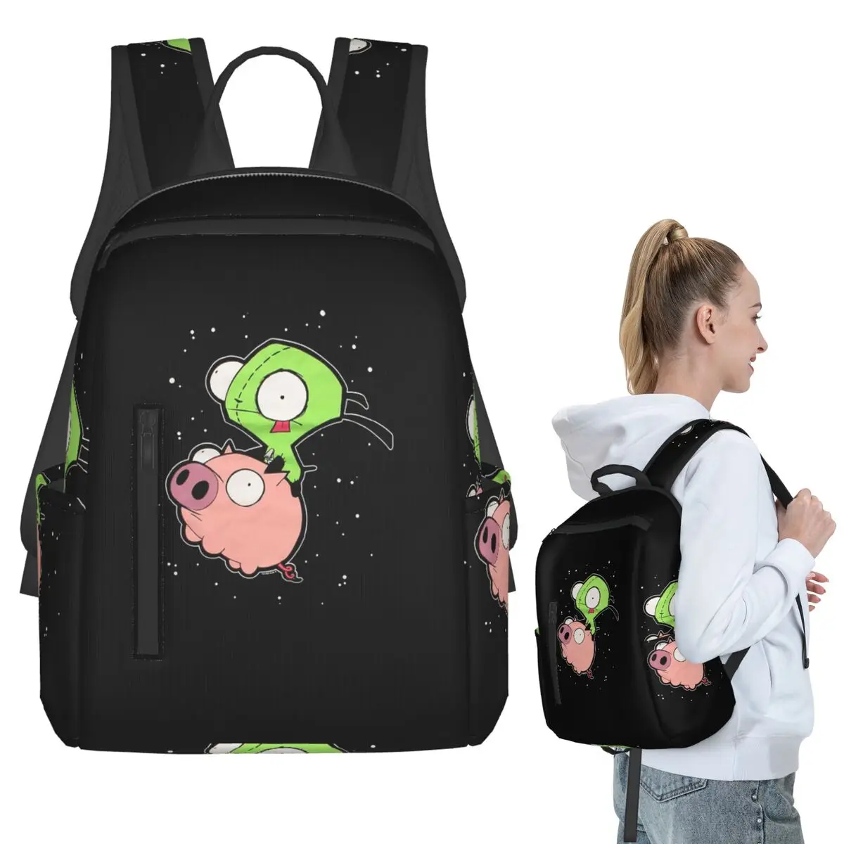 Invader Zim Art Backpack Student Boys Girls BookBag Kids School Bag Laptop Shoulder Bags for Men Women