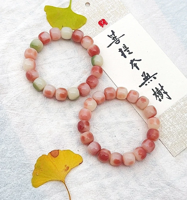 New Product Peach Flower Skin Bodhi Root Bracelets Female Student Plate Play Handheld Bodhizi Hand String Wen Play Buddha Beads