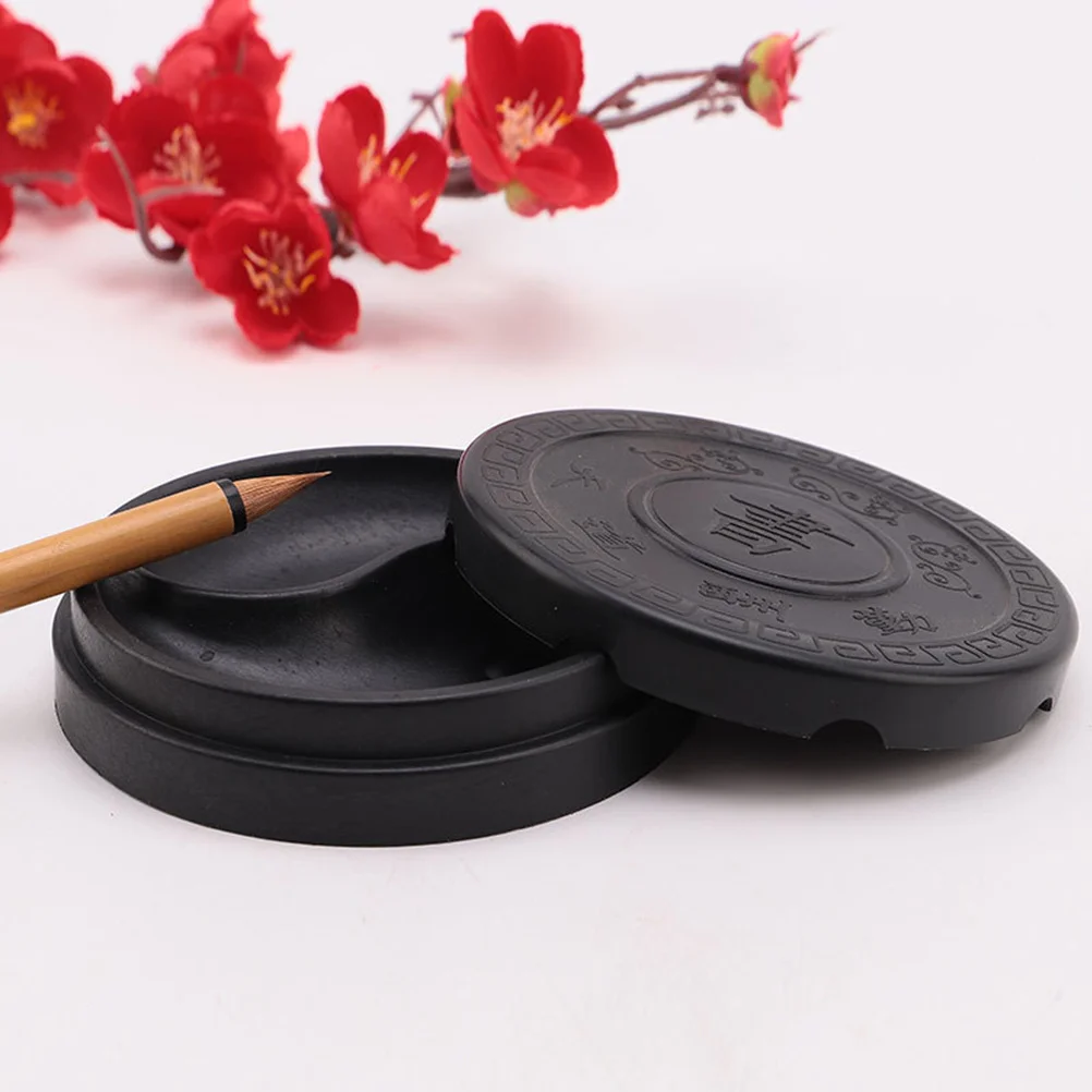 

3pcs Calligraphy Inkstone Tai Chi Shape Traditional Inkslab Smooth Surface For Ink Grinding Beginners Practice Tool Painting