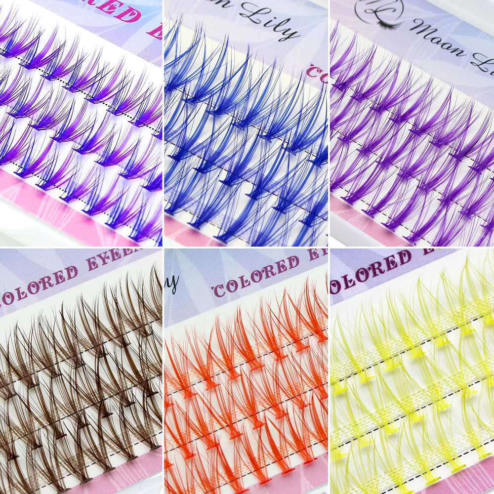 60pcs cluster professional makeup grafting false eyelashes for personal extension of colored eyelashes 3D effect