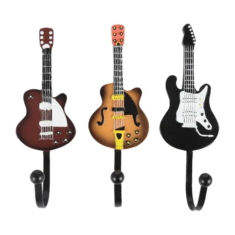 

Guitar Shaped Decorative Hooks Decorative Hook Creative Gift Room Bedroom Personalzed Hook 3pcs Heavy Duty Retro Multipurpose