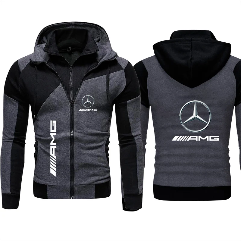 Men\'s Mercedes-Benz Motorcycle Jacket 2024 New Trendy Zipper Hoody Sweatshirt Casual Pullover Sportswear Mercedes-Benz Coat Tops