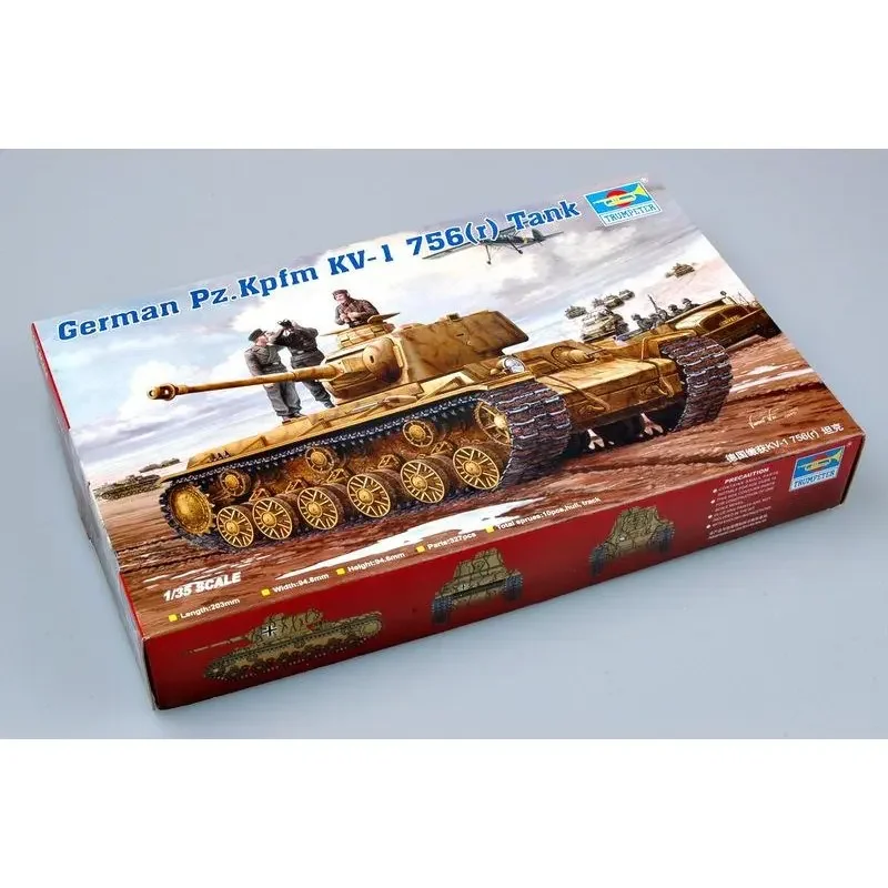 Trumpeter 00366 1/35 German Pz.Kpfm KV-1 756(r) Tank - Assemble Scale Model Kit