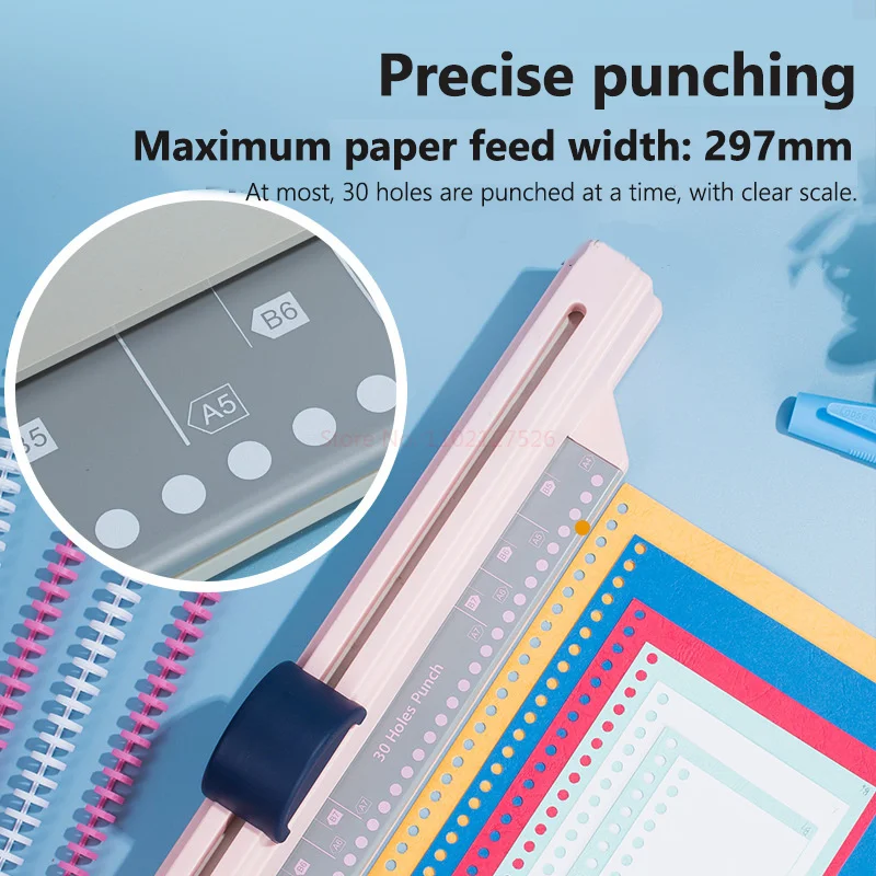 Hand push A4 fast 30 multi-hole punch machine 26 holes folder loose leaf core binding data hole punch A5 paper 20 holes