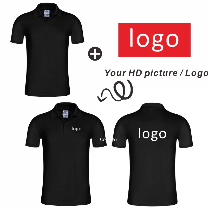 Customized logo for POLO shirt  Embroidered clothing with patterns  Polo shirt production text  Customized logo DIY  Summer Shor