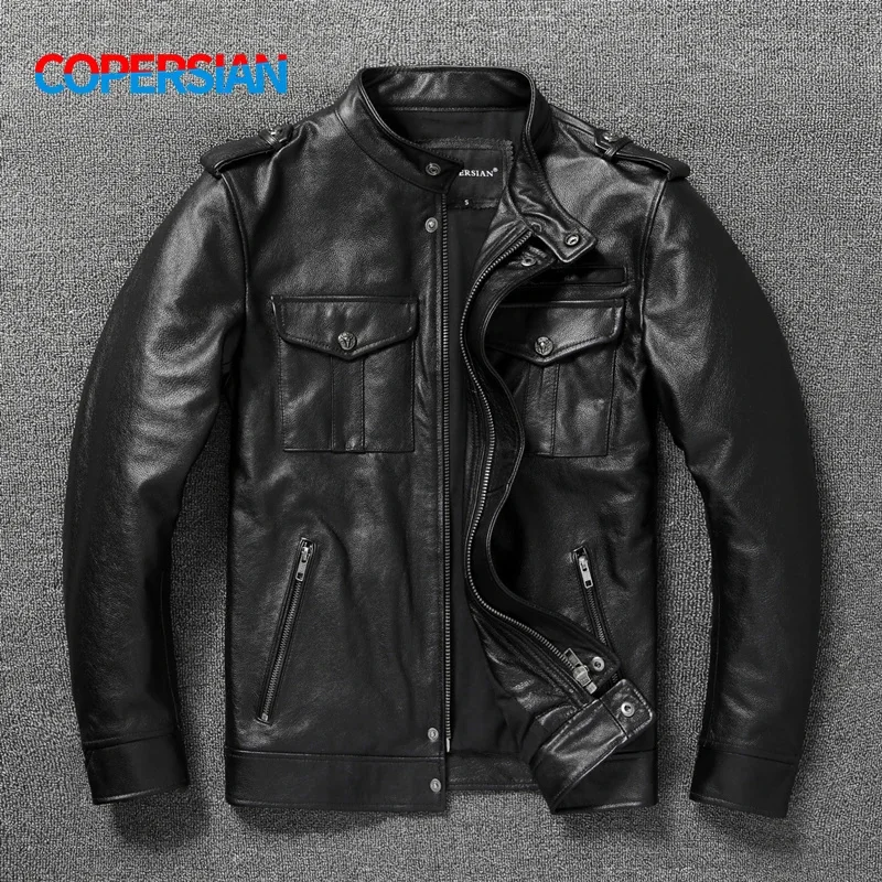 

Men's Top Leather Slim Fit Short Autumn and Winter Jacket 6XL Oversized Motorcycle Coat