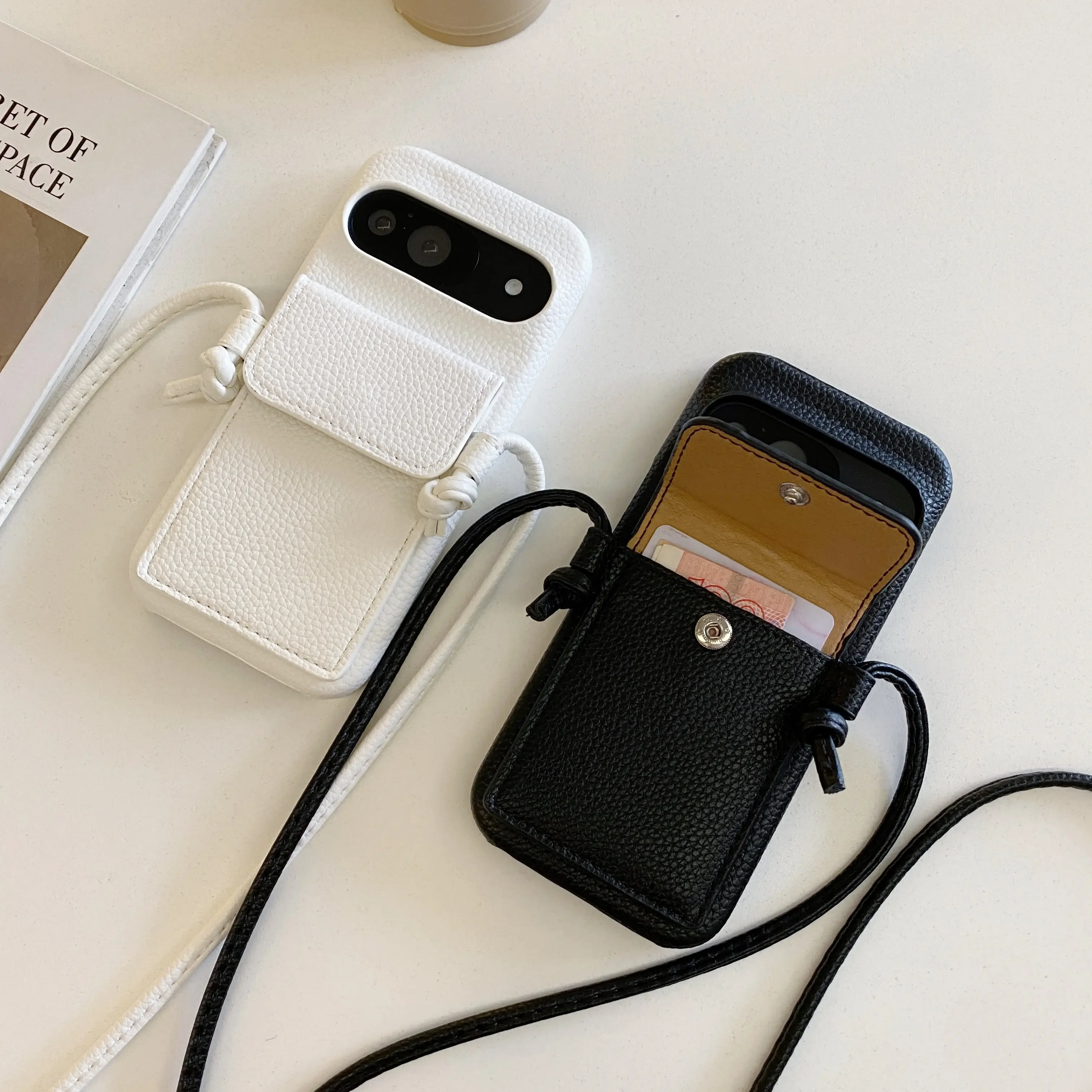 Crossbody Lanyard Wallet with Card Holder Phone Case for Google Pixel 9 8 7 6 Pro XL 8A 7A 6A PU Leather Protective Cover