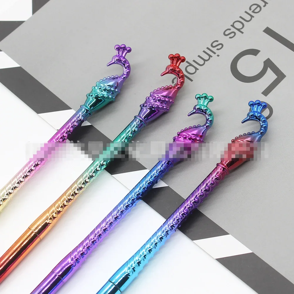 24PCS Creative Stationery Electroplating Gradient Color Phoenix Shape Ballpoint Pen Cute Stationery Office Accessories B
