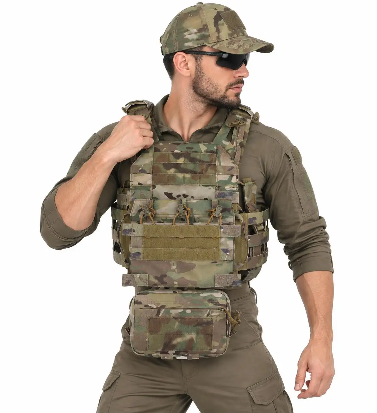 POSEIDON DEFENSE JPCV3 R Series Vest Plate Carrier With Triple Magazine Pouch Storage Side Pouch Radio Pouch Large Drop Pouch