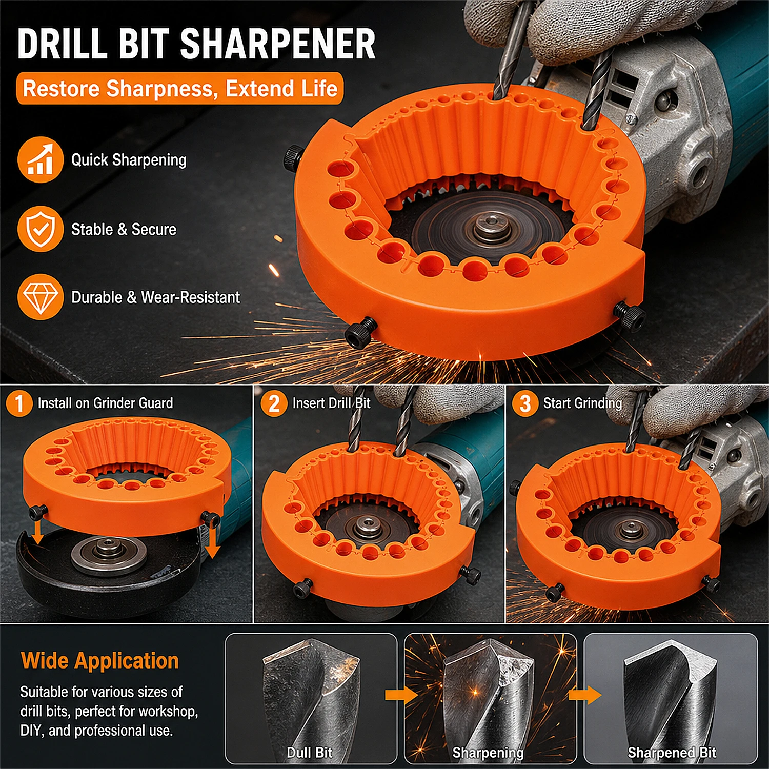 1 drill grinding and polishing auxiliary tool, 25-hole thickened 115/125 angle grinder accessories, drill refurbishment tool