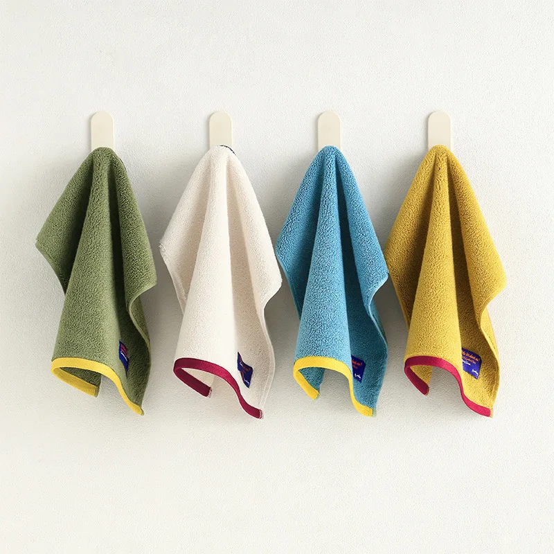 1PC 34X34CM Thickened Color Block Pure Cotton Face Towels Soft Simple Handkerchief for Home Facial Hand Cleaning Supplies