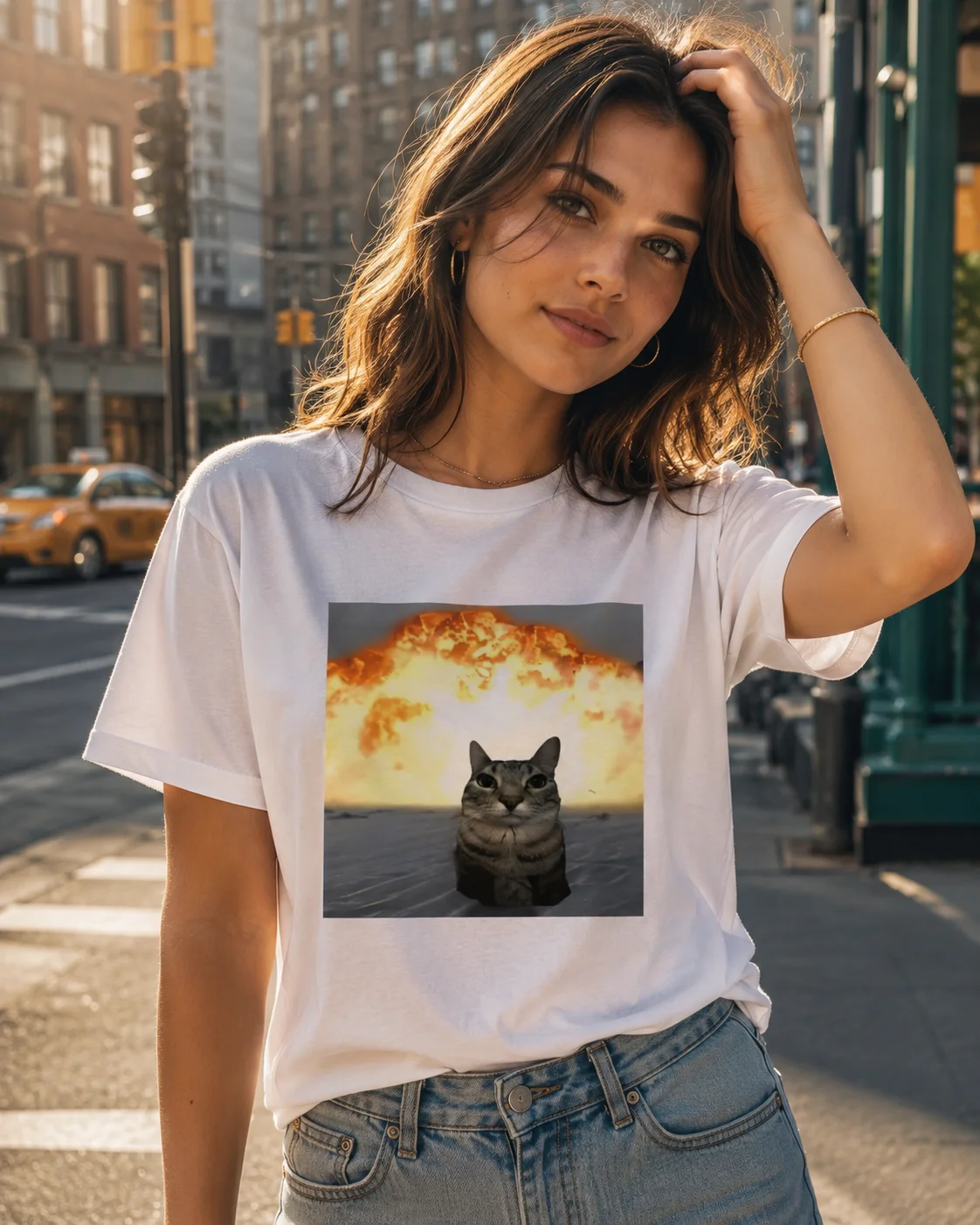 Retro Funny Ibuprofen Cat Meme Graphic T Shirt  Whimsical Cat Explosion Graphic T Shirt Fashion Harajuku Kawaii Y2K Clothing