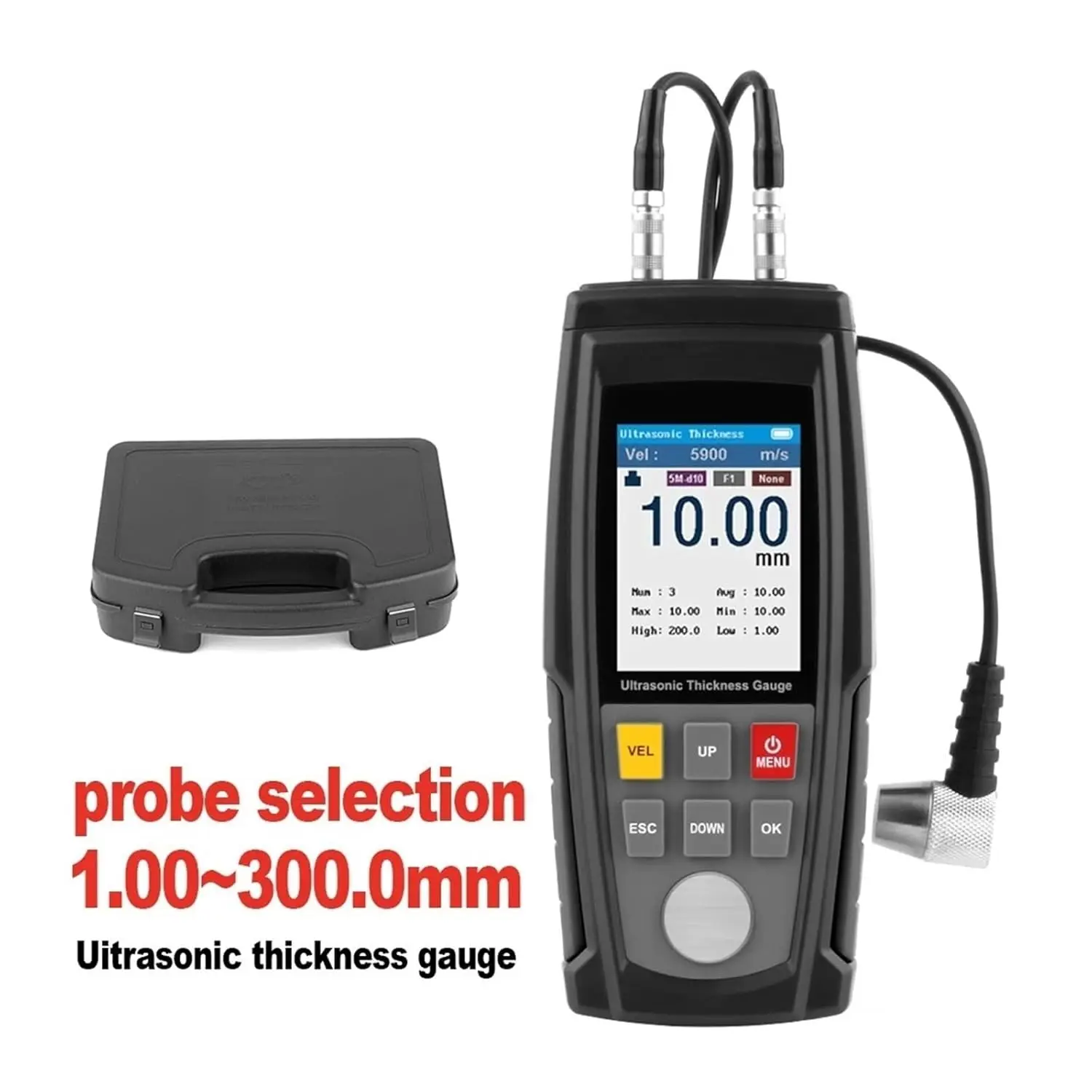 

WT130A Thickness Gauge Meter, 1.2-300 mm Measurement, Precision 2.5P φ 10 Ultrasonic Thickness Gauge Sample for Metal Ceramic