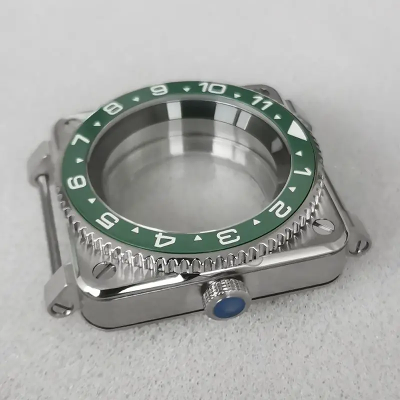 

42mm SKX007 Square Pilot Cockpit Watch Case Transparent Watch Cover Fit NH35 NH36 Movement Sapphire Crystal Glass Watch Cases