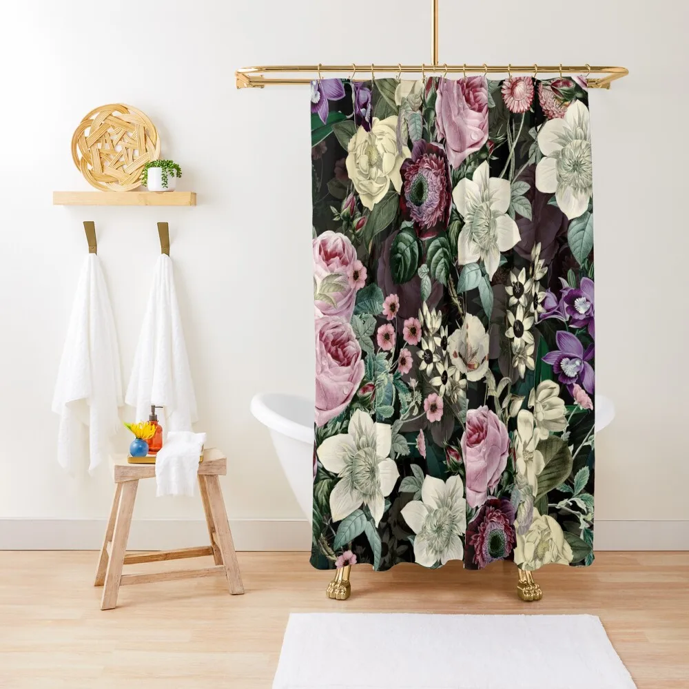 

Vintage Lush English Flower Pattern Shower Curtain Bathroom Shower Window Accessories For Shower And Services Curtain