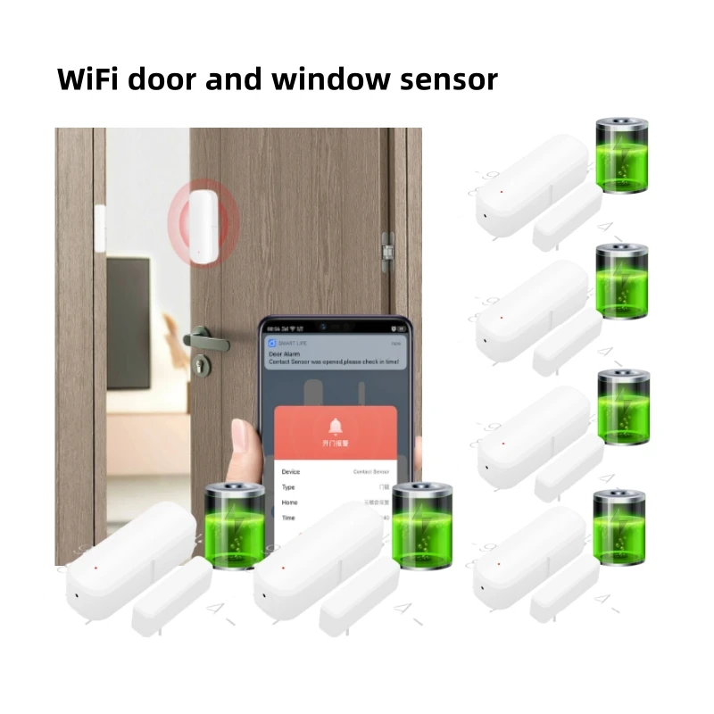 Sensor de puerta inteligente Tuya WiFi, detectores de puerta abierta/cerrada, Sensor de ventana, vida inteligente, funciona con Google Home, Alexa, 4/2/1 Uds.