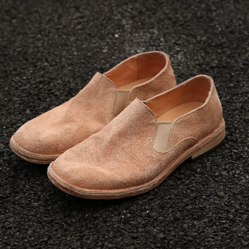 Handmade Washed Casual Retro Leather Shoes Men's Loafers Designer Luxury Sneakers Italian Slip-On Non-Slip Genuine Leather Male
