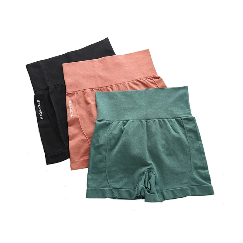 Pantaloncini sportivi a vita alta contrazione addominale Shaping Seamless Fitness Yoga pantaloncini corti da ciclismo pantaloni di sicurezza