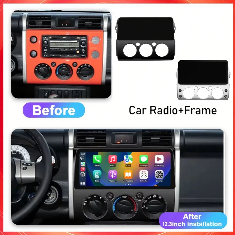12.3 inch Android 16 Radio For Toyota FJ Cruiser J15 2006 - 2020 GPS Navigation High-performance CPU Stereo Multimedia Player 5G