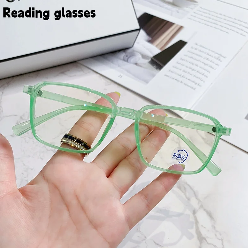Korean Style Fashionable Square Frame Anti-Blue Light Reading Glasses for Men and Women, Middle-Aged and Elderly People