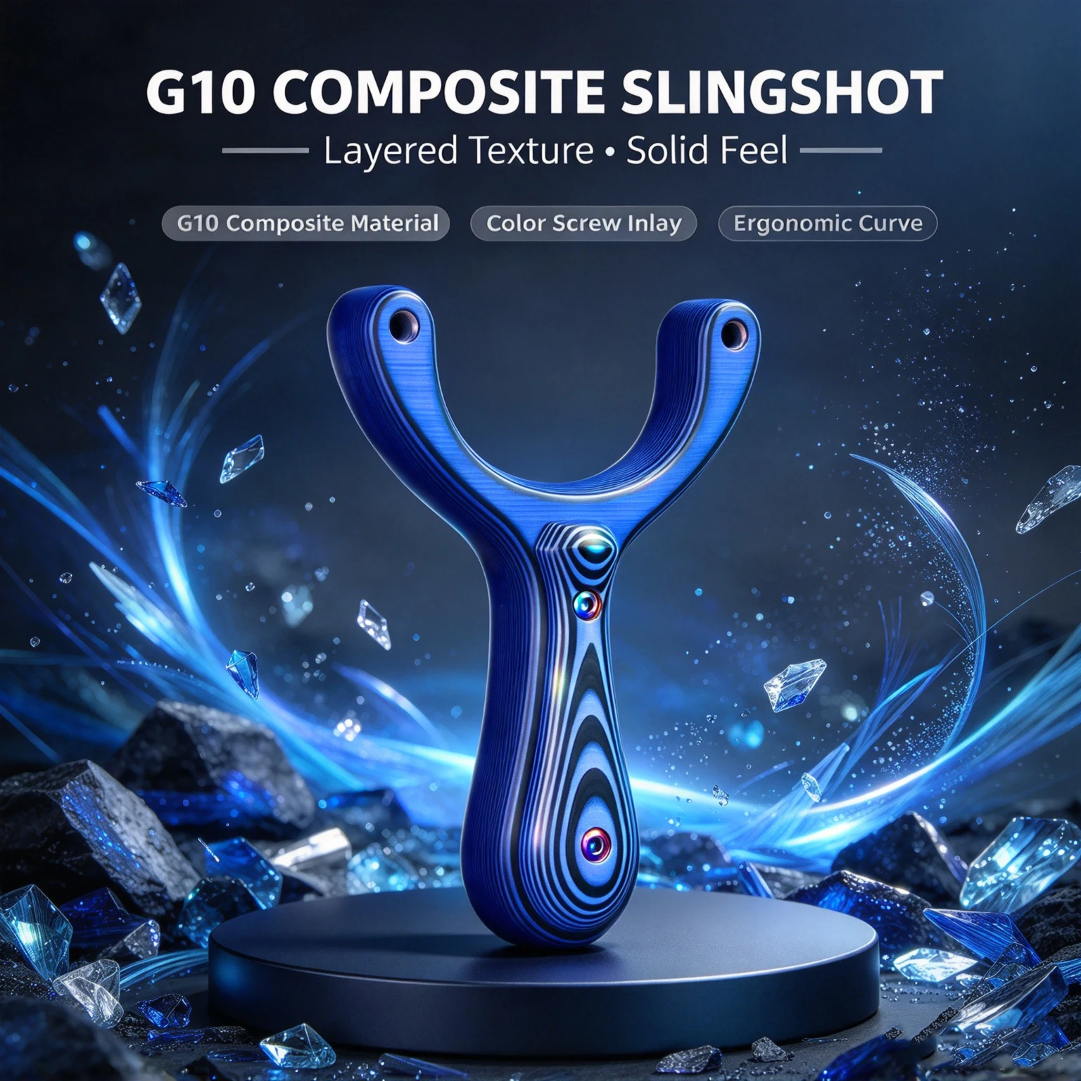 G10 Composite Y-Shaped Slingshot Round Fork Colorful Screws Concentric Ring Pattern Handle Outdoor Target Practice