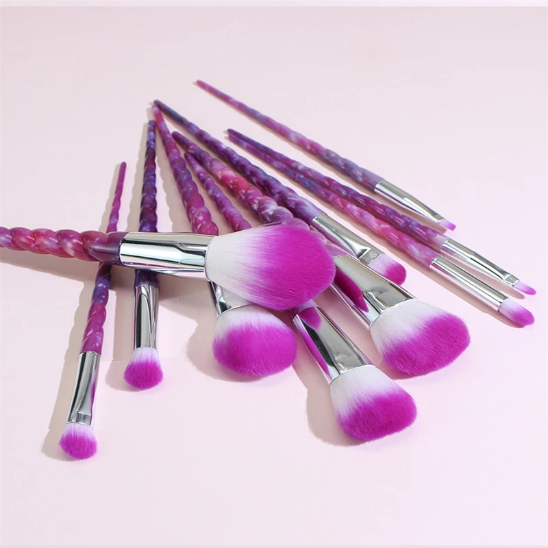 10-teiliges Set aus zweifarbigem Mikrofaser-Haar mit Farbverlauf, weiche Haut, leicht zu greifendes Puder, bequemes, leicht zu haltendes Make-up-Pinsel-Set