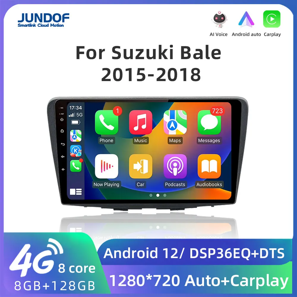 Jundof Voice Wireless CarPlay Android Auto Radio for Suzuki Bale 2015 2016-2018 4G Car Multimedia GPS 2din autoradio