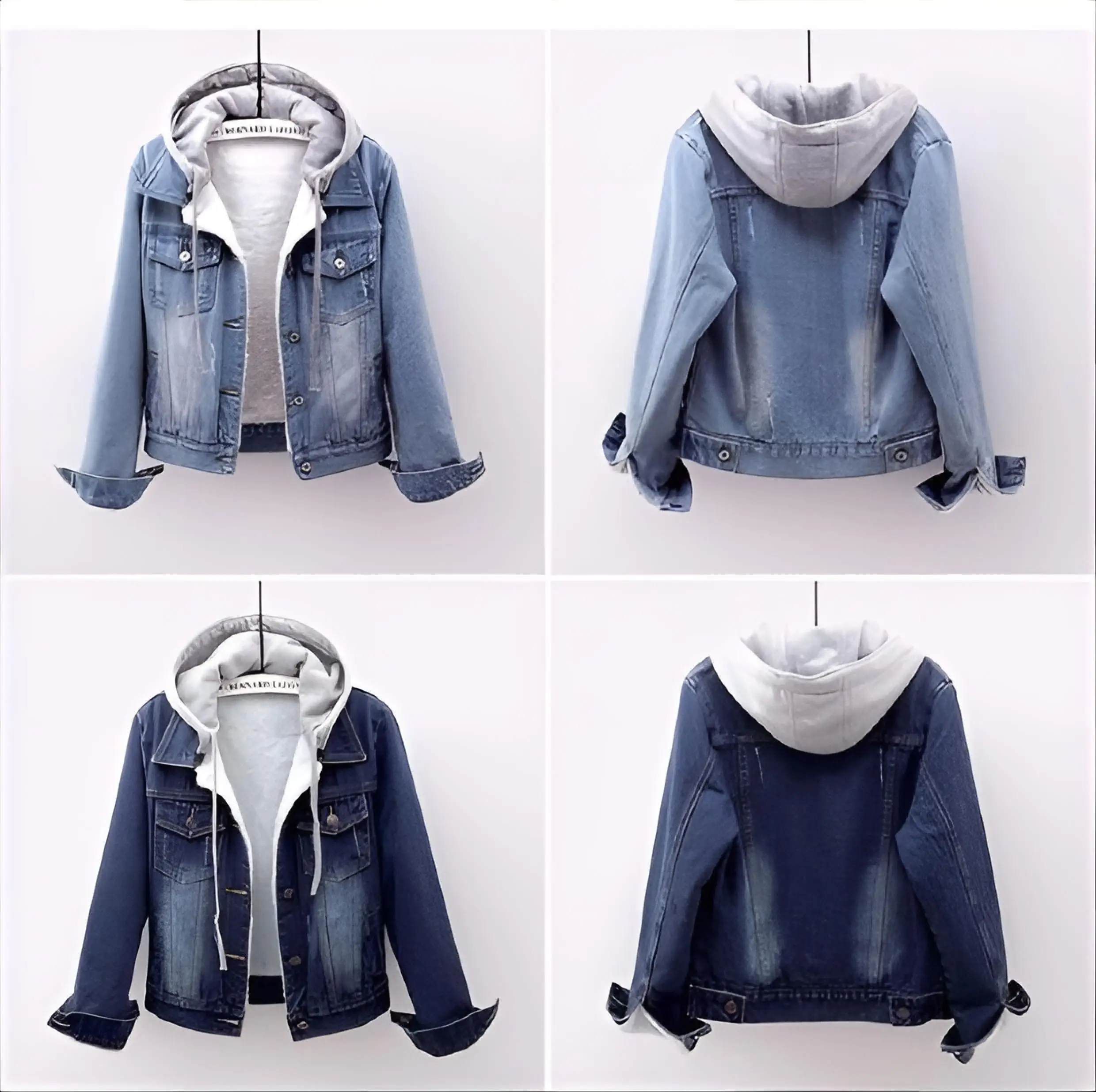 Cappotto di jeans Pelliccia di buona qualità Peluche Donna Autunno Regular-Fit Fusciacche Streetwear Urban Comfort Colletto rialzato Patchwork trapuntato