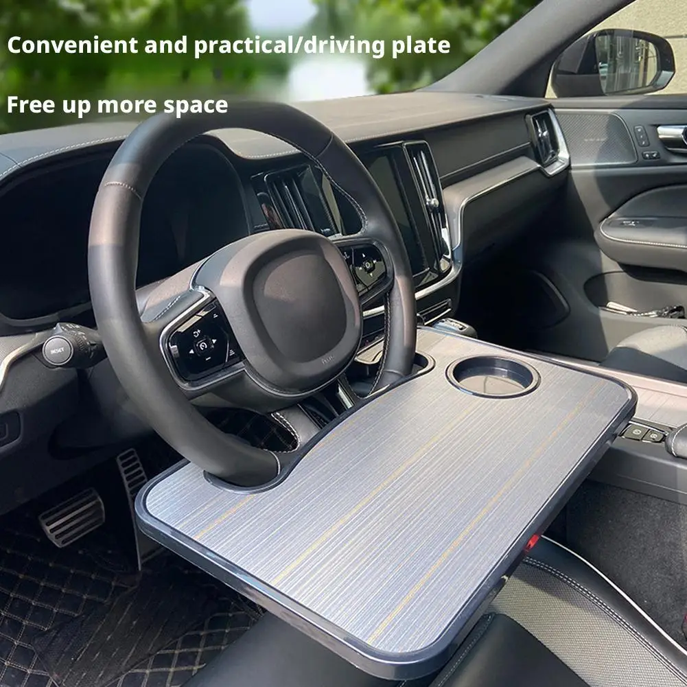 

Car Tray Table Computer Desk Mount Stand Eat Work Car Tray Food Drink Plate Steering Dining Bracket Table Coffee Board Whee C9L2