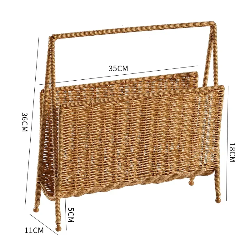 

*Ins Стиль, скандинавская полка для хранения, имитация плетения ротанга, журнальная стойка, проживание в семье, кафе, подставка для газет, модель комнаты, органайзер, корзина