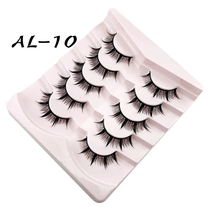 5 stks Hot-selling natte Thaise make-up dikke krachtige valse wimpers, lichte en dikke komische wimpers, gemengde race make-up wimpers