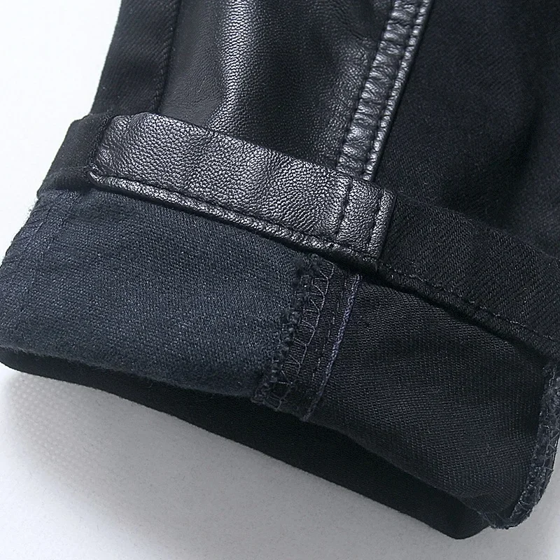 YASUGUOJI New 2024 Punk Style Fashion Slim Fit Pu Leather Patchwork Long Zipper Desgin Skinny Jeans Men Party Wear Pants Men