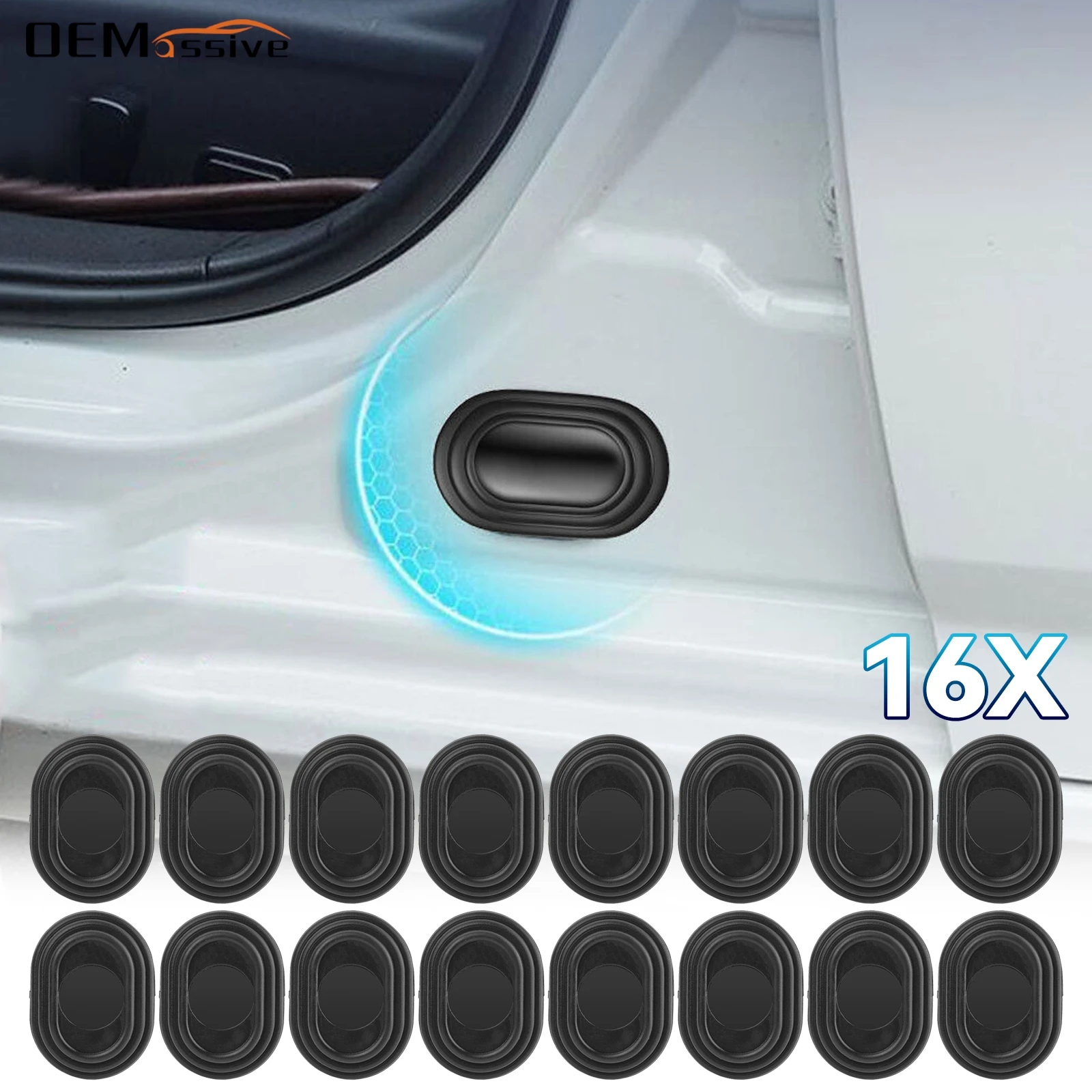 16pcs Car Door Anti-shock Silicone Pad Shock Absorbing Gasket Trunk Sound Insulation Shockproof Thickening Cushion Seal Stickers