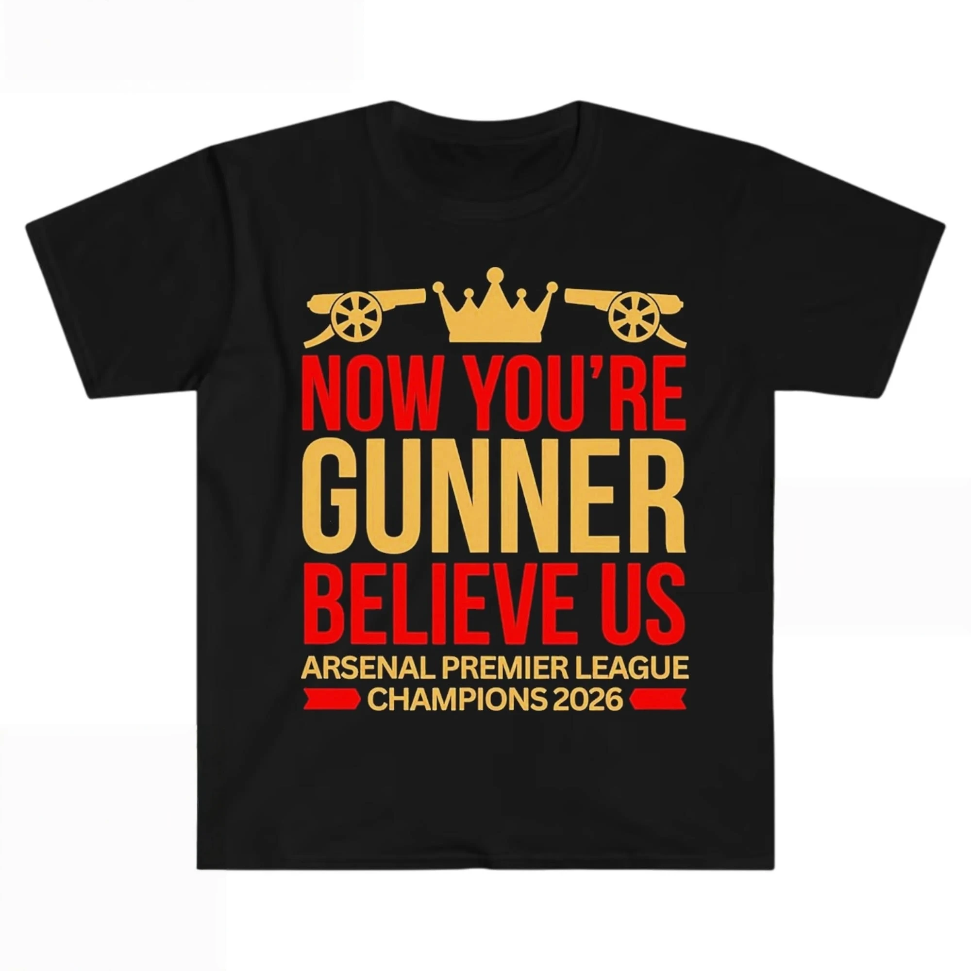 T-shirt unisexe en coton avec motif Champion Arsenal 2026, haute qualité, pour homme et femme, mode été, chemise commémorative de football