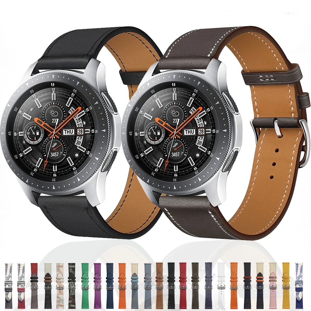 22mm 20mm Leather Strap for Samsung Galaxy 5/4/3/Gear S3/Huawei Watch GT 2/3 Pro Business Replacement Wristband for Amazfit GTR