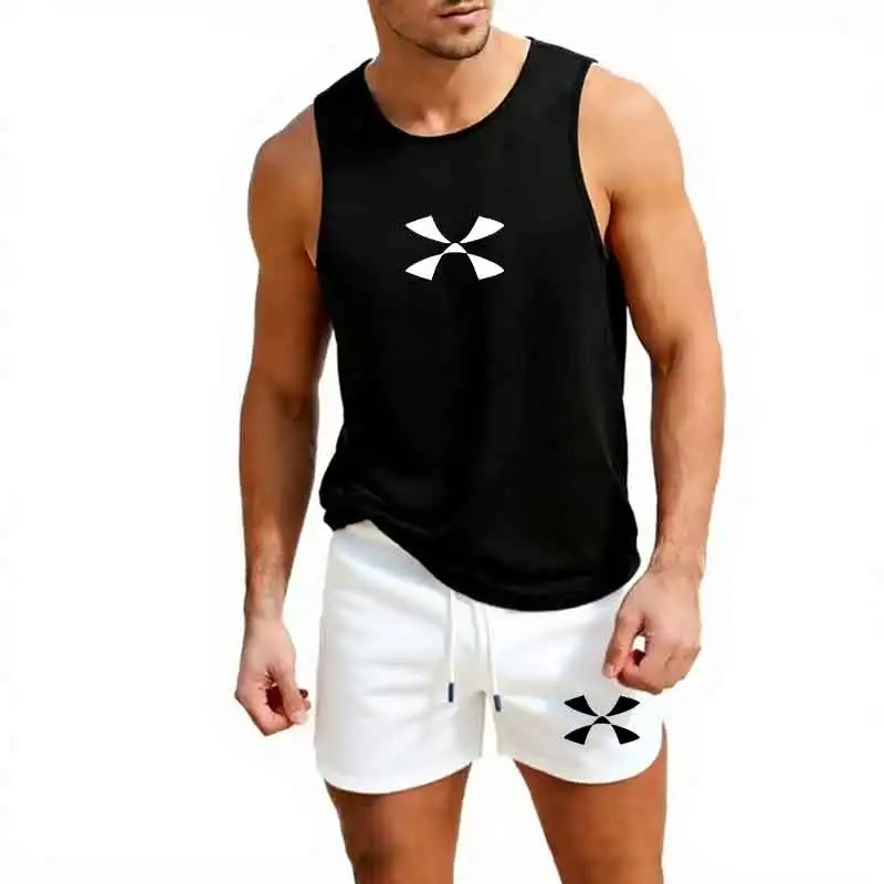 Outdoor Jogging Sportswear Men's Vest+Shorts 2-Piece Summer Casual Fashion Trend Set Beach Surfing Men's Suit European size view 6